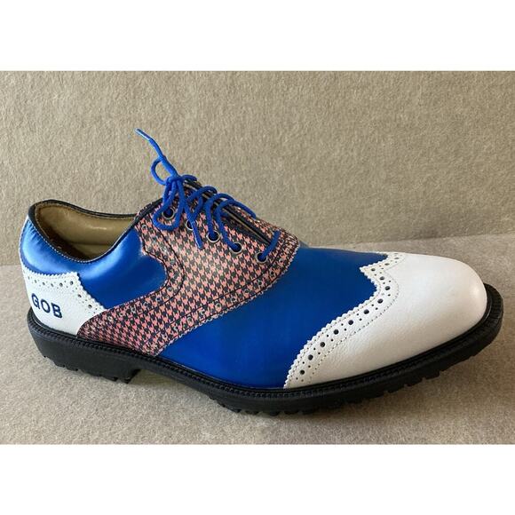 FootJoy Men’s Icon Wingtip Golf Shoes Sz 8.5 GOB New Blue Pink Spike Less rare - Picture 2 of 8